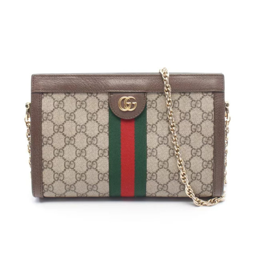 Gucci Ophidia GG Supreme Shoulder Bag Canvas Leather Brown Multicolor